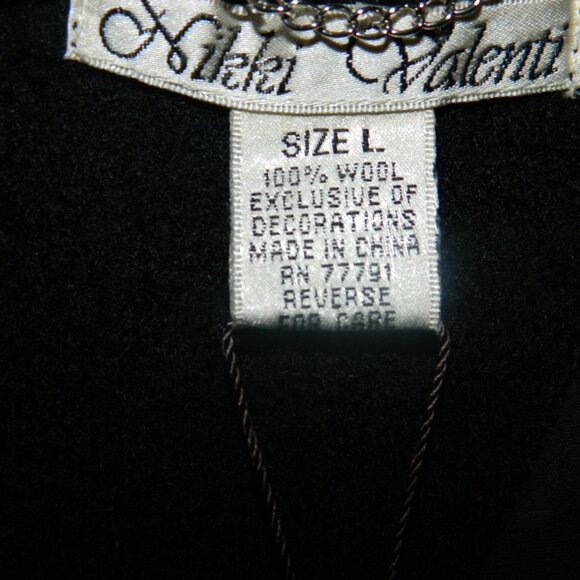 Nikki Valenti Wool & Ribbon Design Open Front Jacket Size L (P-31) - Picture 3 of 5